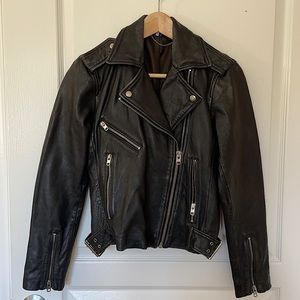 Topshop Strike leather biker jacket